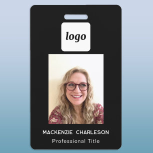 Simple Logo Photo ID Black Nametag ID Badge