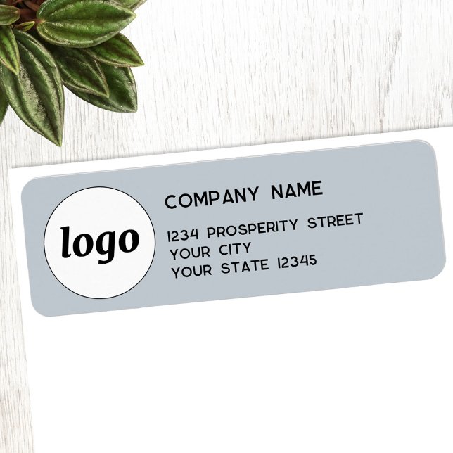 Simple Logo Powder Blue Company Return Address (Logo and custom text professional company return address label)