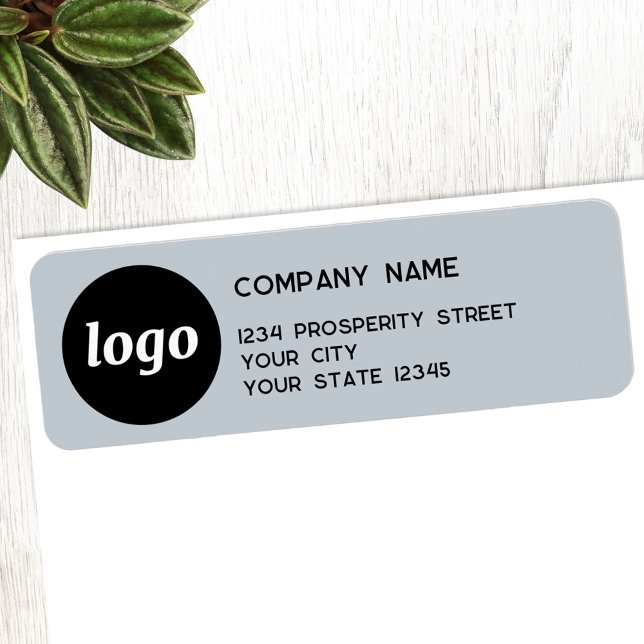 Simple Logo Powder Blue Company Return Address (Simple logo with text dusty powder blue business promotional return address label)