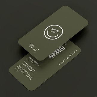 Simple Logo Professional Dark Green Army Modern  Business Card