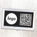 Simple Logo Promotional Business QR Code Business Card Holder<br><div class="desc">Simple logo and QR code to promote your business.  Replace the logo and QR code with your own to customise.  Minimalist and professional to reflect your brand.</div>
