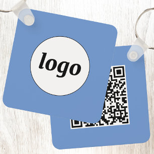 Simple Logo QR Code Blue Business Key Ring