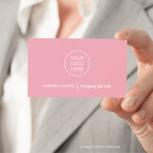 Simple Logo QR Code Blush Pink Business Card