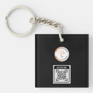 Simple Logo QR Code Business Black Key Ring