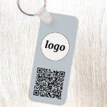 Simple Logo QR Code Business Blue Key Ring<br><div class="desc">Add your own logo and QR code to this striking minimalist professional design.   Great for employee branding,  or as a promotional product for your employees,  clients and customers. Change the background colour in the Design Tool.</div>