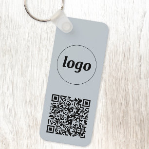 Simple Logo QR Code Business Blue Key Ring