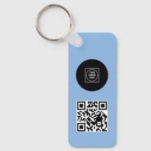 Simple Logo QR Code Business Blue Keychains