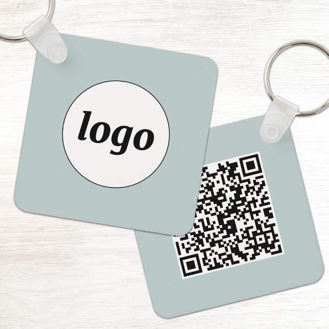 Simple Logo QR Code Business Key Ring (Simple logo with QR code business branding promotional keychain)