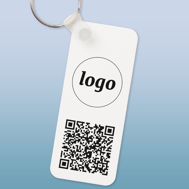 Simple Logo QR Code Business Key Ring (Logo with QR code business promotional keychain keyring)