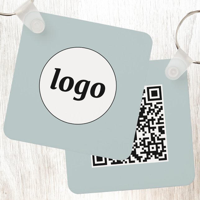 Simple Logo QR Code Business Key Ring (Simple logo with QR code promotional business branding key chain)