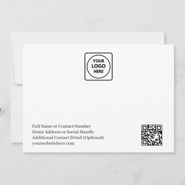 Simple Logo QR Code Business Note Card (Front)