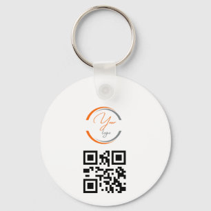 Simple Logo QR Code Business White Key Ring