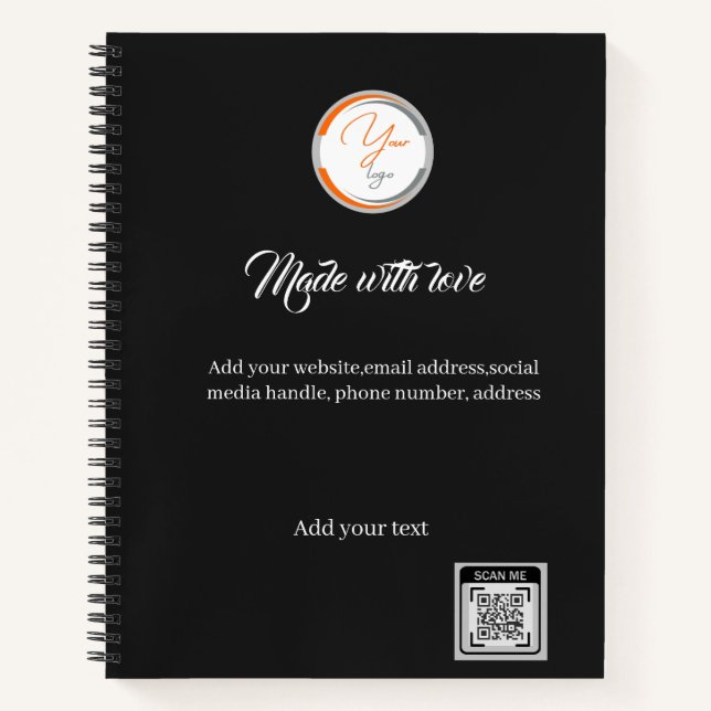 Simple Logo QR Code Business white Notebook (Front)
