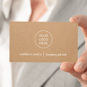 Simple Logo QR Code Printed Kraft Business Card