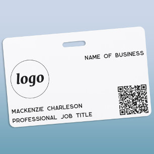 Simple Logo QR Code Professional Business Name ID Badge