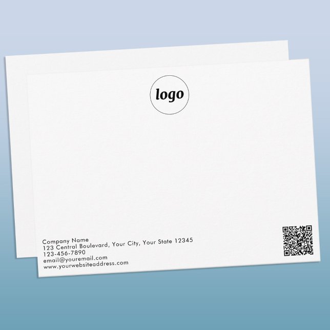 Simple Logo QR Code Professional Card (Logo QR code custom text promotional business notecard)