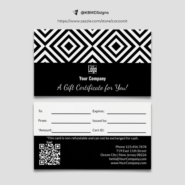 Simple Logo QR Code Promotional Gift Certificate (Creator Uploaded)