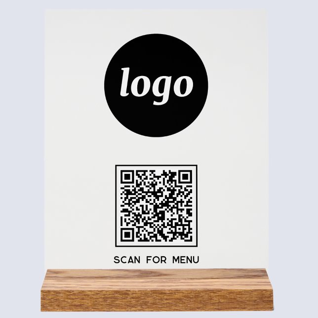 Simple Logo QR code Scan For Menu Business Acrylic Sign (Logo QR code Scan for menu acrylic sign for cafe bar restaurant and other business)