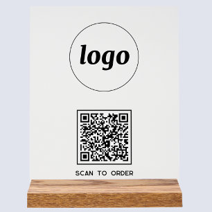 Simple Logo QR code Scan to Order Business Acrylic Sign