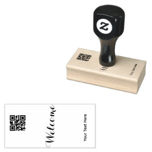 Simple Logo 'QR Code' Text Business Promotional Rubber Stamp
