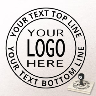 Simple Logo Replacement & Bold Customisable Text Rubber Stamp