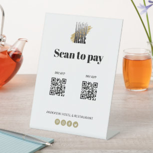 Simple Logo Scan to Pay 2 QR Codes Payment Apps Pedestal Sign