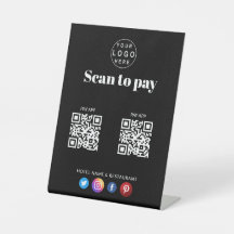 Simple Logo Scan to Pay Apps 2 QR Codes Black