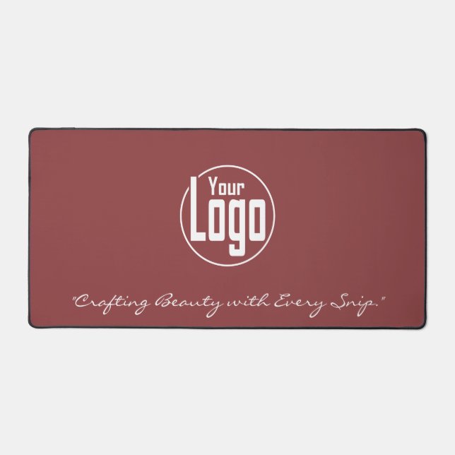 Simple Logo Slogan Hairstylist Smoky Topaz & White Desk Mat (Front)