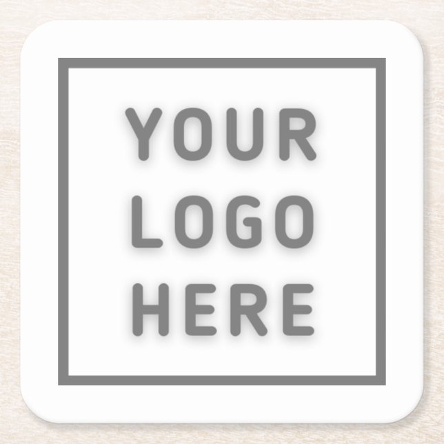 Simple Logo Template Business Promo Swag White Square Paper Coaster (Front)