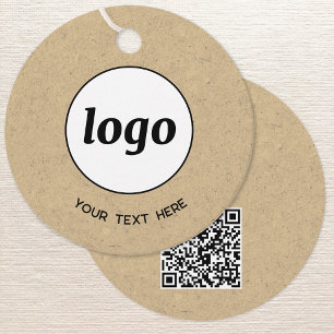 Simple Logo Text and QR Code Business Price Tags