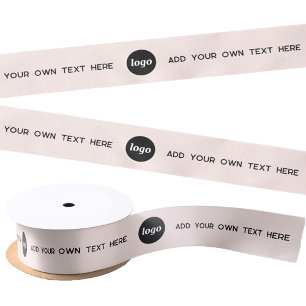 Simple Logo Text Blush Pink Satin Ribbon