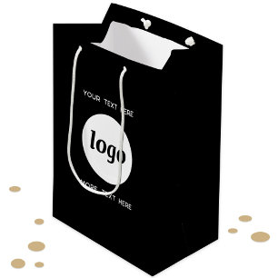 Simple Logo Text Business Branding Black Medium Gift Bag