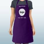 Simple Logo Text Business Branding Dark Purple Apron<br><div class="desc">Add your own logo and choice of text to this dark plum purple design.  Remove the top or lower text if you prefer.  Minimalist and professional.  Great for staff and employee uniforms,  or as a promotional product for your clients and customers.</div>