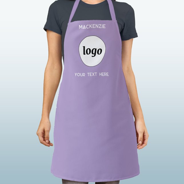 Simple Logo Text Business Branding Pastel Lilac Apron (Simple logo with custom text business branding promotional pastel lilac apron)