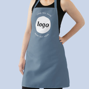 Simple Logo Text Business Promotional Blue Grey Apron