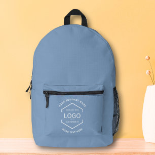 Simple Logo Text Business Promotional Blue Printed Backpack