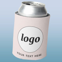 Simple Logo Text Business Promotional Blush Pink Can Cooler