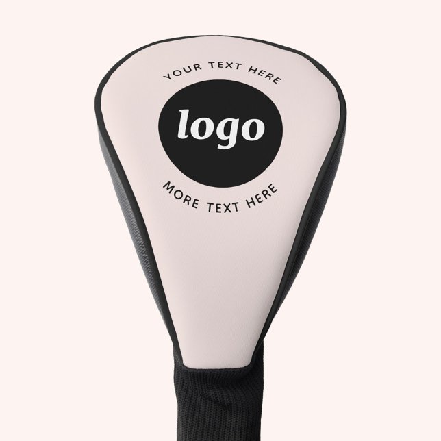 Simple Logo Text Business Promotional Blush Pink Golf Head Cover (Simple logo with custom text business branding promotional blush pink golf head cover)