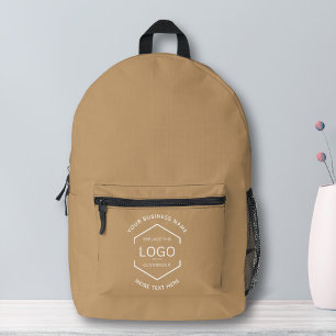Simple Logo Text Business Promotional Brown Printed Backpack