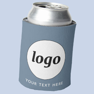 Simple Logo Text Business Promotional Dusty Blue Can Cooler