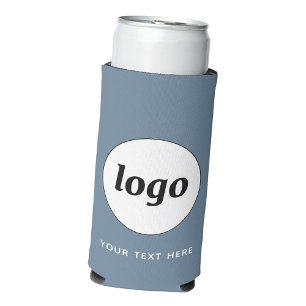 Simple Logo Text Business Promotional Dusty Blue Seltzer Can Cooler