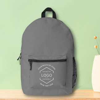Simple Logo Text Business Promotional Grey Printed Backpack