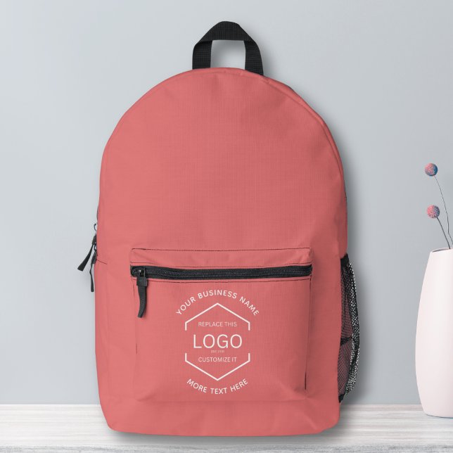 Simple Logo Text Business Promotional Pink Printed Backpack (Creator Uploaded)