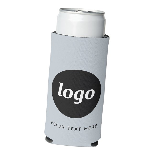 Simple Logo Text Business Promotional Powder Blue Seltzer Can Cooler (Simple logo with custom text business branding promotional seltzer can cooler in pale powder blue)
