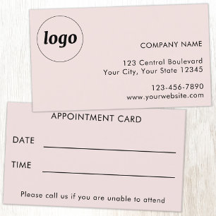 Simple Logo Text Customer Appointment Card Pink