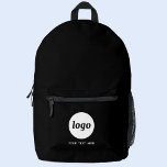 Simple Logo Text Promotional Business Black Printed Backpack<br><div class="desc">Add your own logo and choice of text to this design.  Remove the text if you prefer.  Minimalist and professional.  Great for a promotional product for your clients and customers. For other versions,  see the collection.</div>