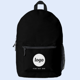 Simple Logo Text Promotional Business Black Printed Backpack