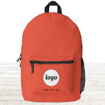 Simple Logo Text Promotional Business Orange Printed Backpack<br><div class="desc">Add your own logo and choice of text to this design.  Remove the text if you prefer.  Minimalist and professional.  Great for a promotional product for your clients and customers. For other versions,  see the collection.</div>