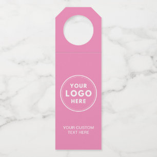 Simple Logo Text QR Code Pink Bottle Tag