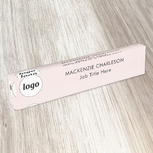 Simple Logo with Custom Text Business Blush PInk Nameplate